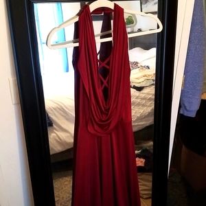Maroon halter maxi dress